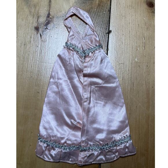 Vintage Barbie? Pink Satin Halter Dress. Silver Trim Detail. Evening gown. - Picture 2 of 4